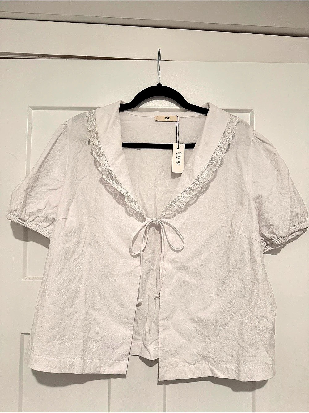 nlt Cotton Single Tie Front Blouse White Large